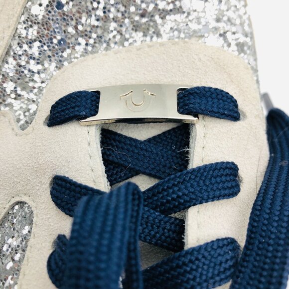 True Religion Women's Esther Sneakers Sz 10 Silver Glitter Blue Laces FT20385-01 - Picture 4 of 10